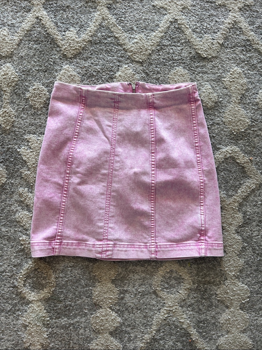 Women’s Pink Denim Panel Mini Skirt